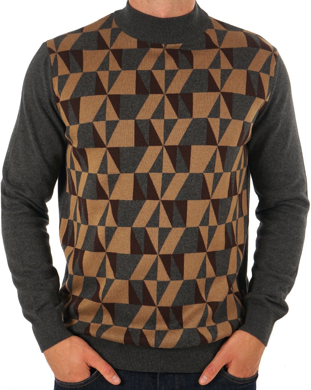 Trojan Geometrischer Rollkragenpullover Anthrazit