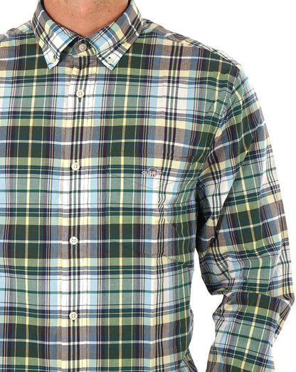 Gant – Kariertes Popeline-Hemd mit Tartan-Muster, tiefes Waldgrün