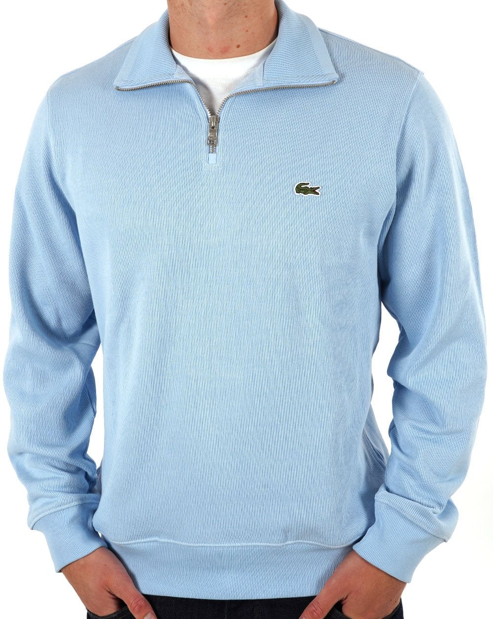 Lacoste – Sweatshirt mit halbem Reißverschluss, Himmelblau