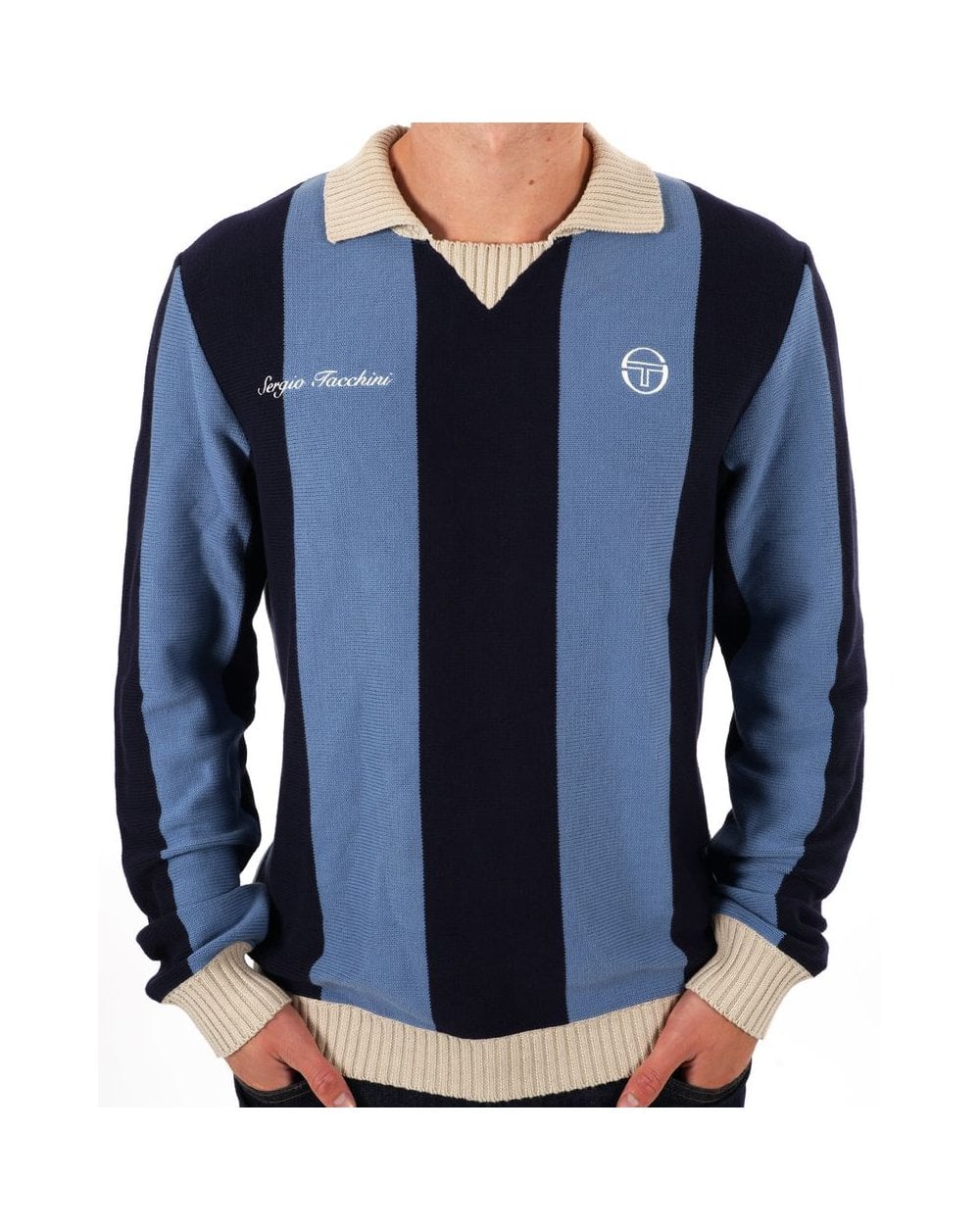 Sergio Tacchini Kragenstrick Blau / Marineblau