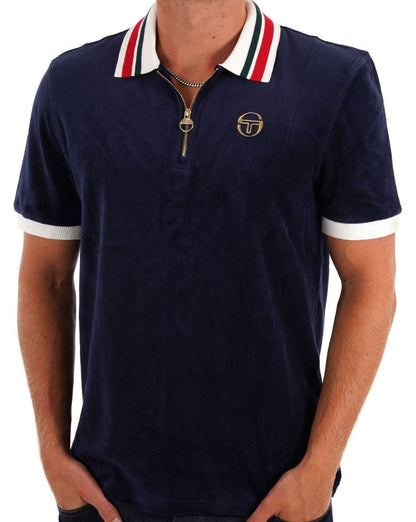Sergio Tacchini Velours-Polstershirt mit Reißverschluss, Marineblau
