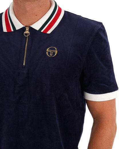 Sergio Tacchini Velours-Polstershirt mit Reißverschluss, Marineblau