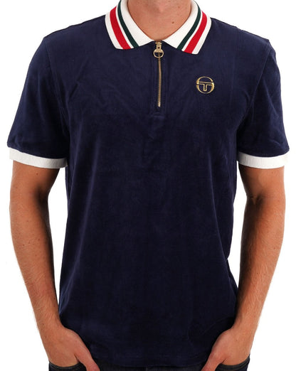 Sergio Tacchini Velours-Polstershirt mit Reißverschluss, Marineblau
