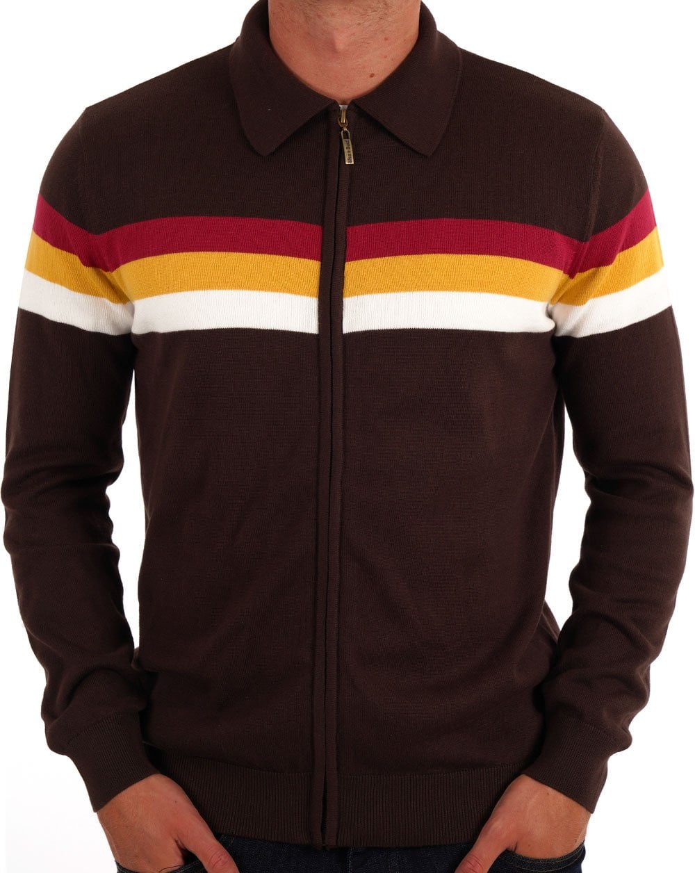 Icons Gallagher Zip Thru Knit Schokolade