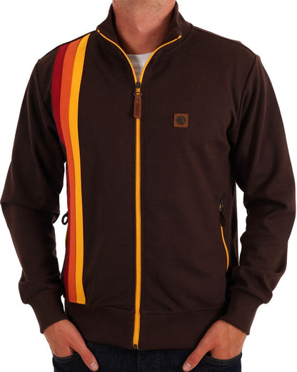 Trojan Gallagher Racing Stripe Trainingsoberteil in Schokoladenbraun