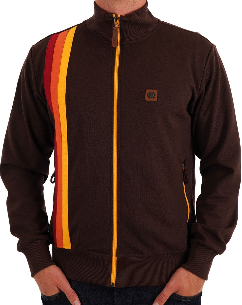 Trojan Gallagher Racing Stripe Trainingsoberteil in Schokoladenbraun
