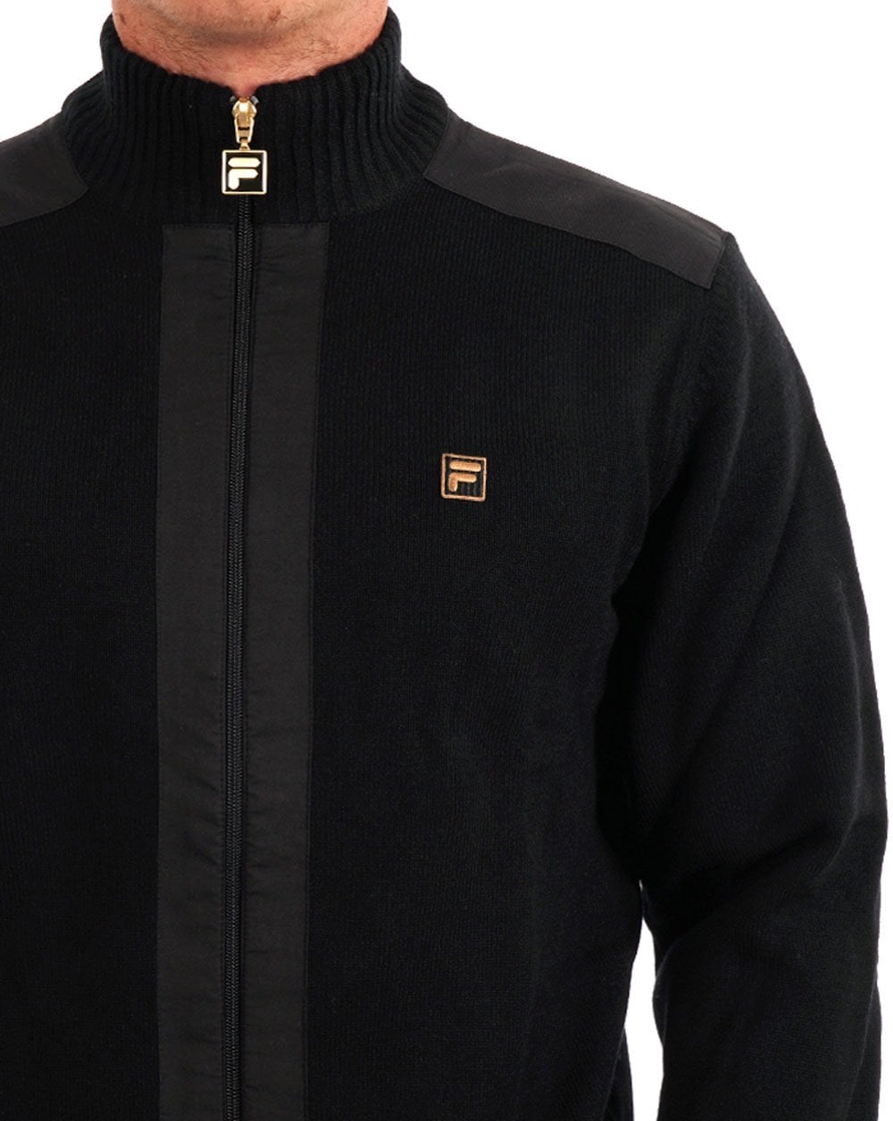 Fila Gold Zip Through Strick Schwarz