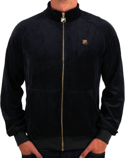 Fila Gold Bell Velours-Trainingsjacke in Schwarz