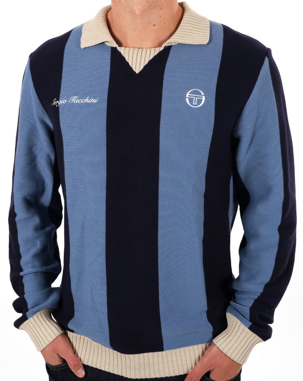 Sergio Tacchini Kragenstrick Blau / Marineblau