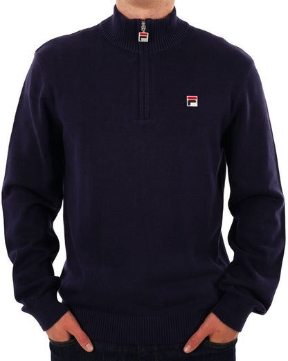 Fila Vintage Strickpullover mit 1/4-Reißverschluss, Marineblau