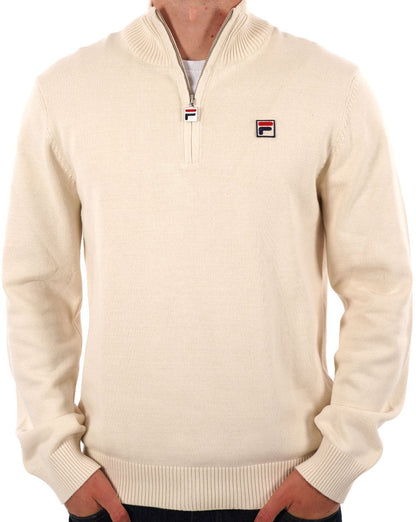 Fila Vintage Strickpullover mit 1/4-Reißverschluss, Gardenia