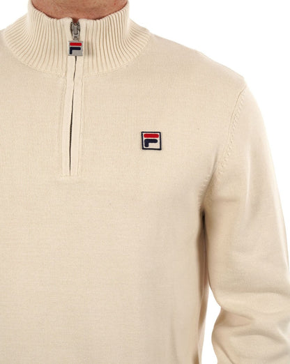 Fila Vintage Strickpullover mit 1/4-Reißverschluss, Gardenia