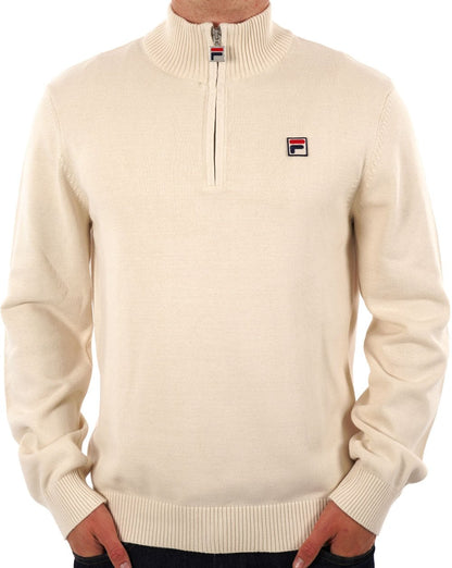 Fila Vintage Strickpullover mit 1/4-Reißverschluss, Gardenia