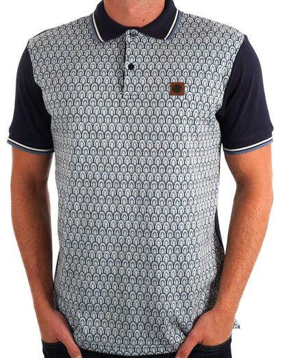 Trojan Scale Panel Poloshirt, Marineblau