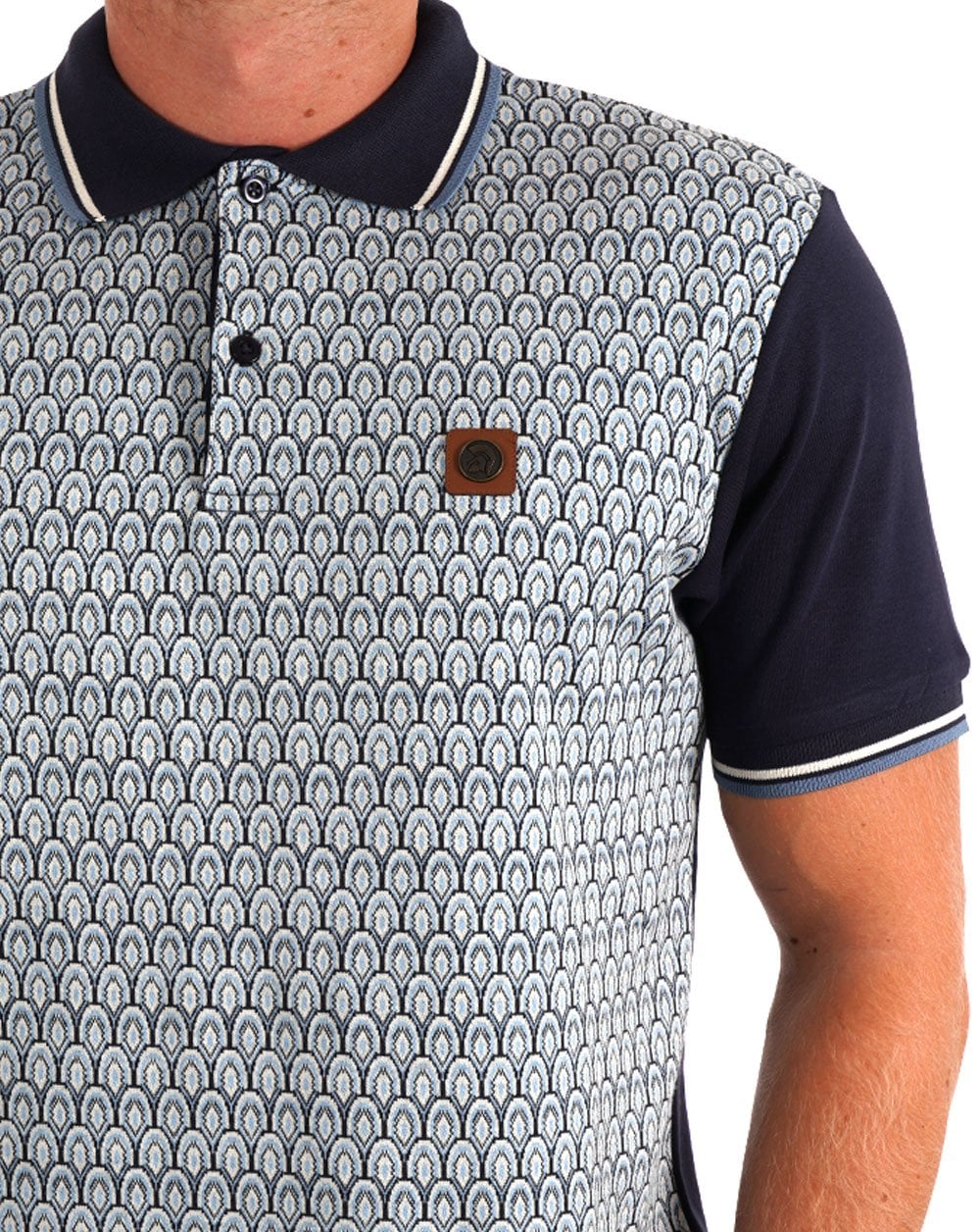 Trojan Scale Panel Poloshirt, Marineblau