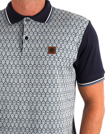 Trojan Scale Panel Poloshirt, Marineblau