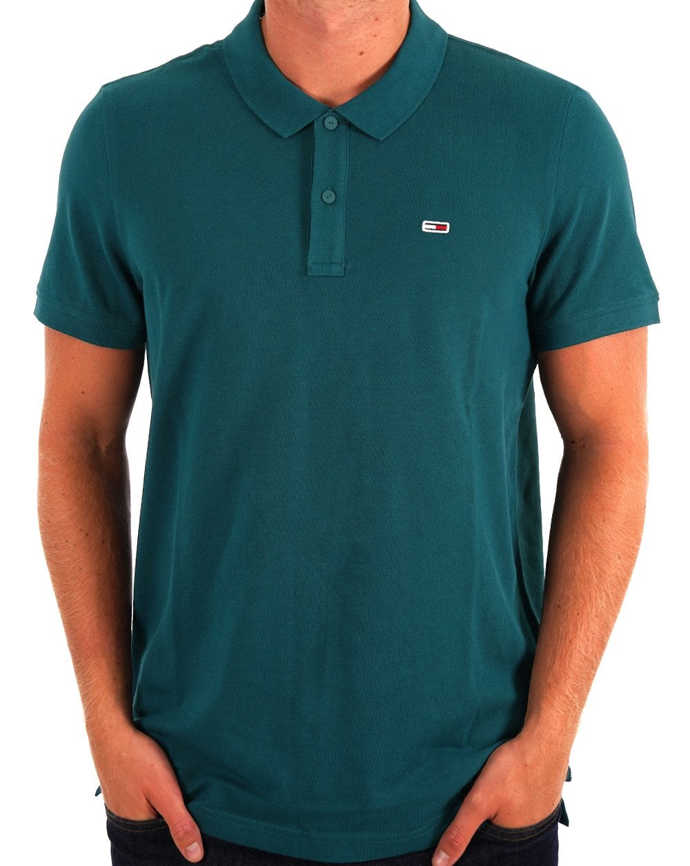 Tommy Jeans Slim Placket Polo Deep Seawater Green