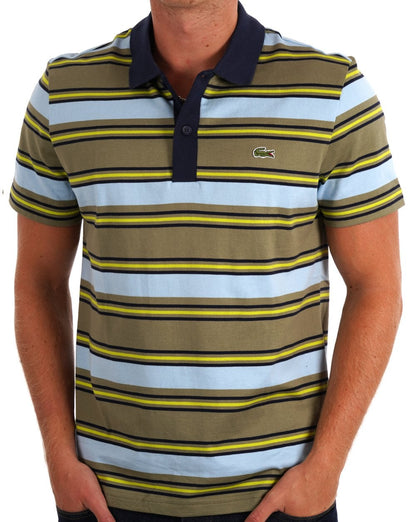 Lacoste Gestreiftes Poloshirt Khaki Grün / Blau