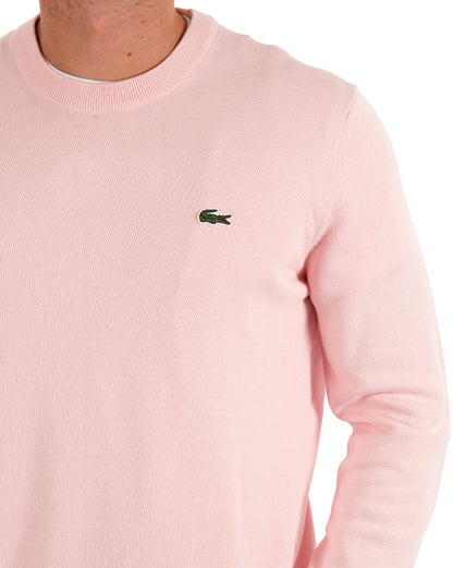 Lacoste – Strickpullover mit Rundhalsausschnitt, Zartrosa
