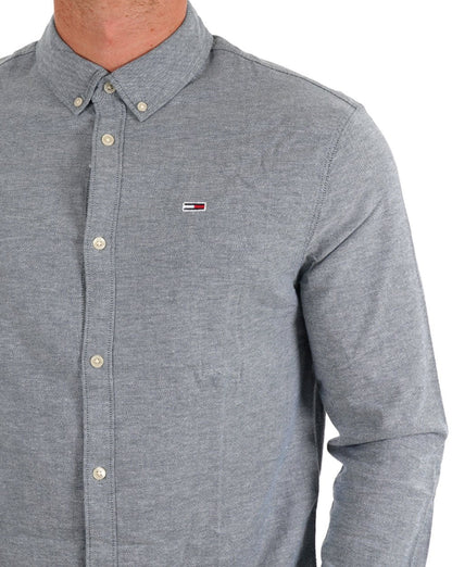 Tommy Jeans Stretch-Oxford-Baumwollhemd, tiefes Seewasser