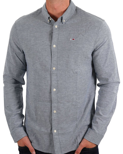 Tommy Jeans Stretch-Oxford-Baumwollhemd, tiefes Seewasser