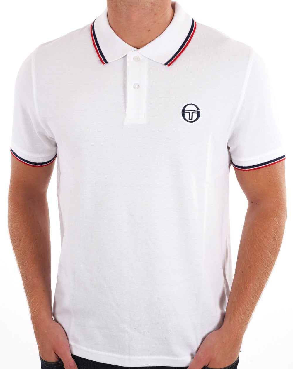 Sergio Tacchini Poloshirt mit Streifen in Weiß