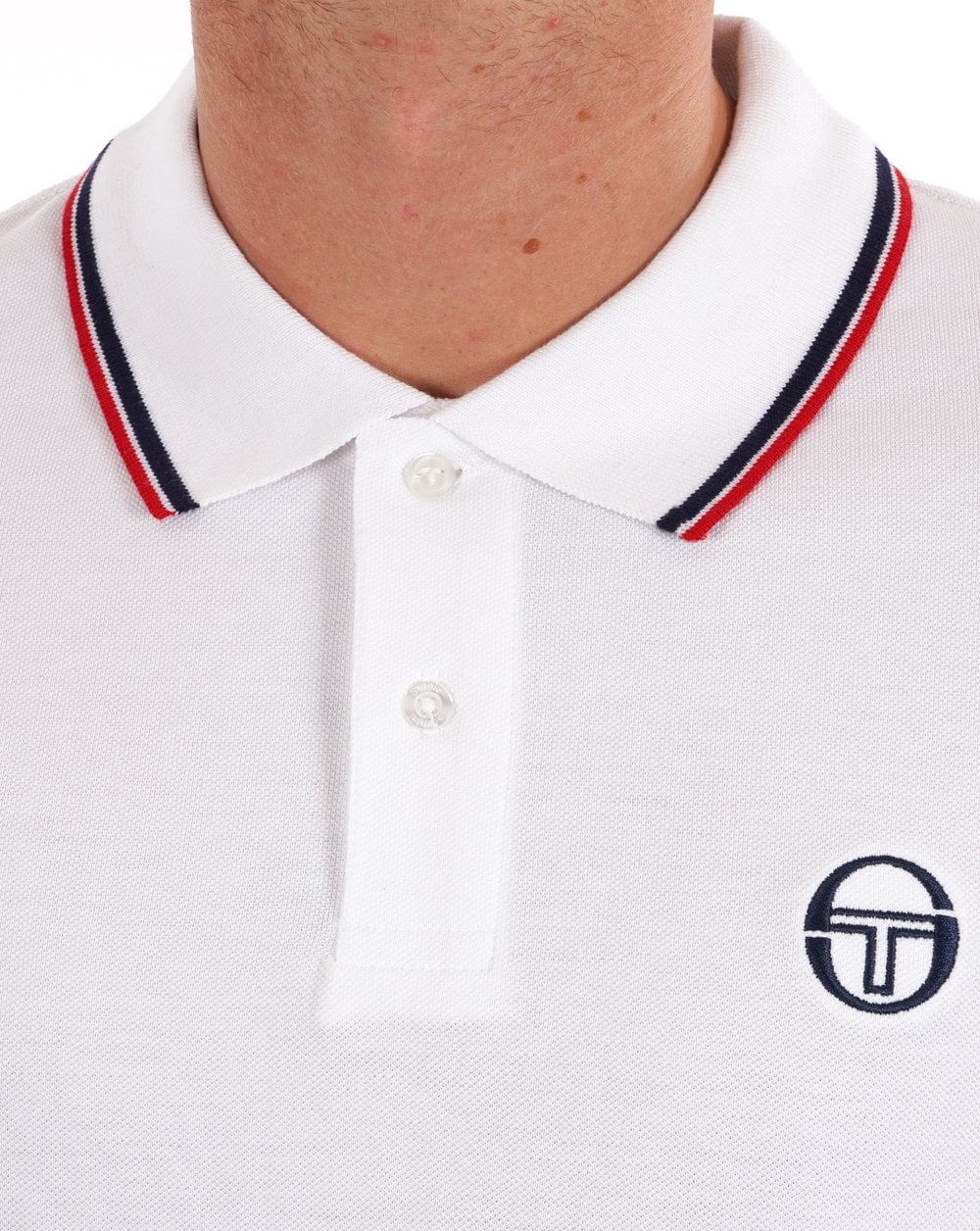 Sergio Tacchini Poloshirt mit Streifen in Weiß