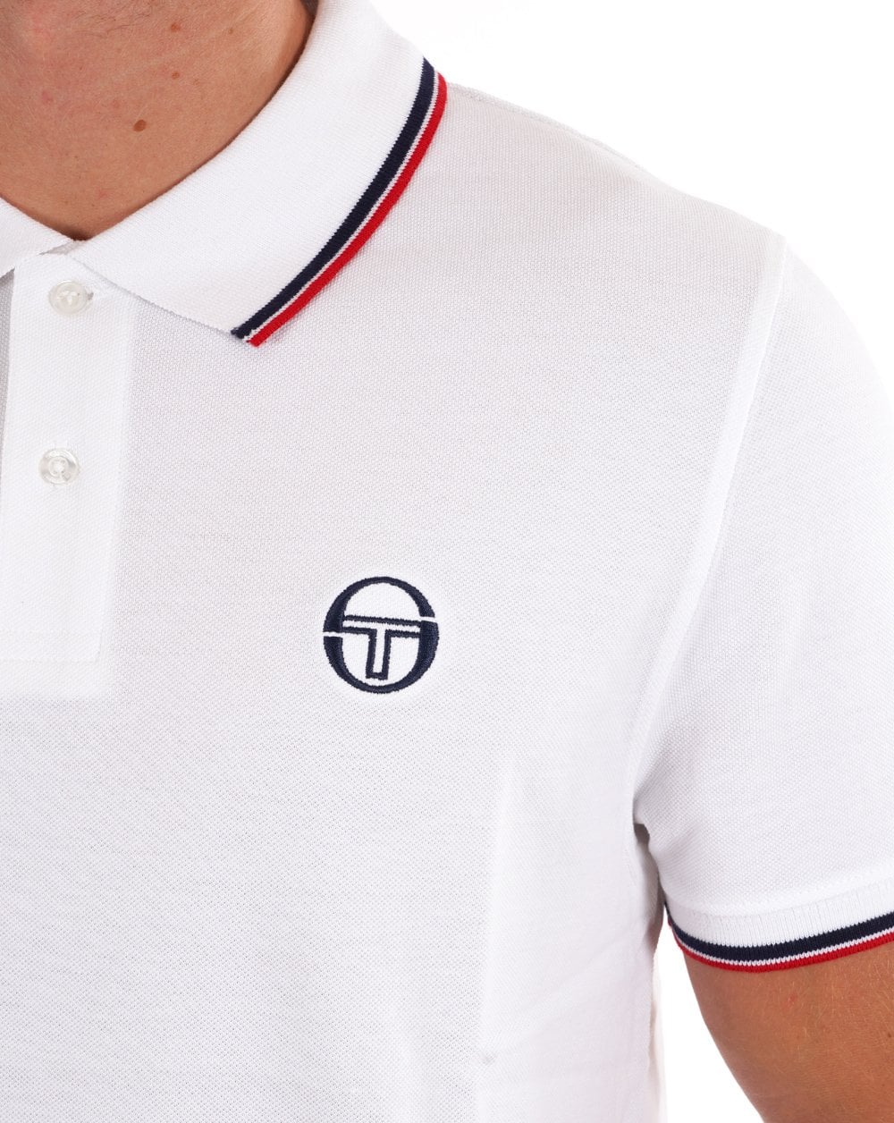 Sergio Tacchini Poloshirt mit Streifen in Weiß