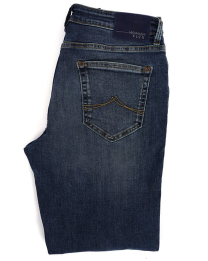 Mish Mash – Tapered Flex Jeans in Mittelblau