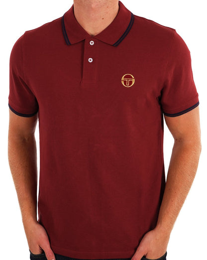 Sergio Tacchini Poloshirt mit Streifen, Dunkelrot