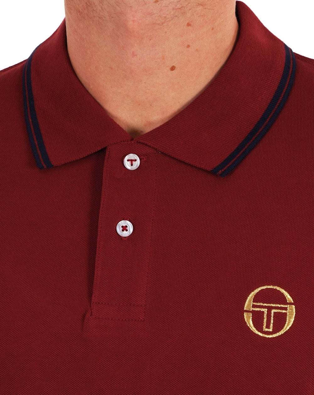 Sergio Tacchini Poloshirt mit Streifen, Dunkelrot