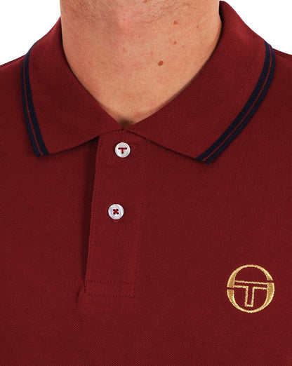 Sergio Tacchini Poloshirt mit Streifen, Dunkelrot