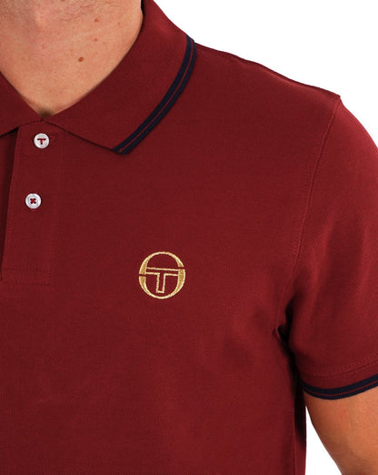 Sergio Tacchini Poloshirt mit Streifen, Dunkelrot