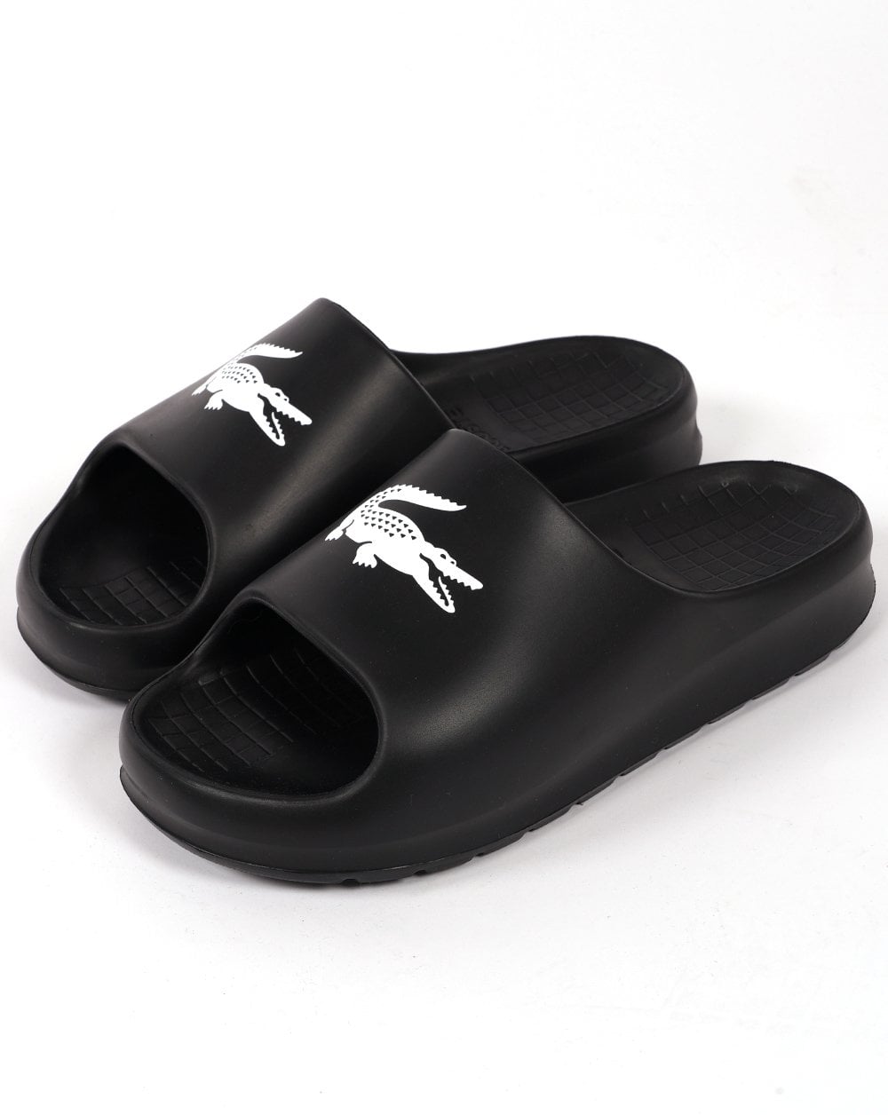 Lacoste Serve Slide 2.0 mit Logo-Print Schwarz/Weiß