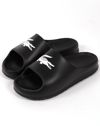 Lacoste Serve Slide 2.0 mit Logo-Print Schwarz/Weiß