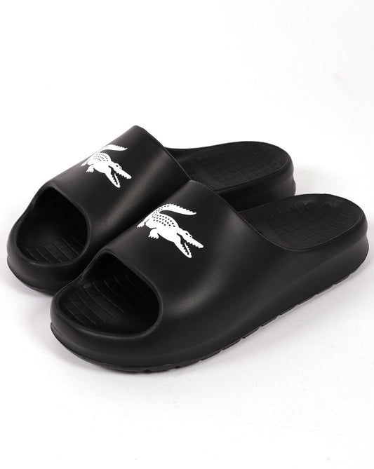 Lacoste Lacoste Serve Slide 2.0 mit Logo-Print Schwarz/Weiß