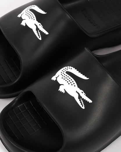 Lacoste Serve Slide 2.0 mit Logo-Print Schwarz/Weiß