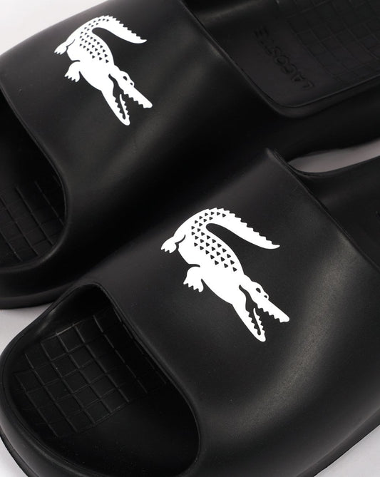 Lacoste Lacoste Serve Slide 2.0 mit Logo-Print Schwarz/Weiß
