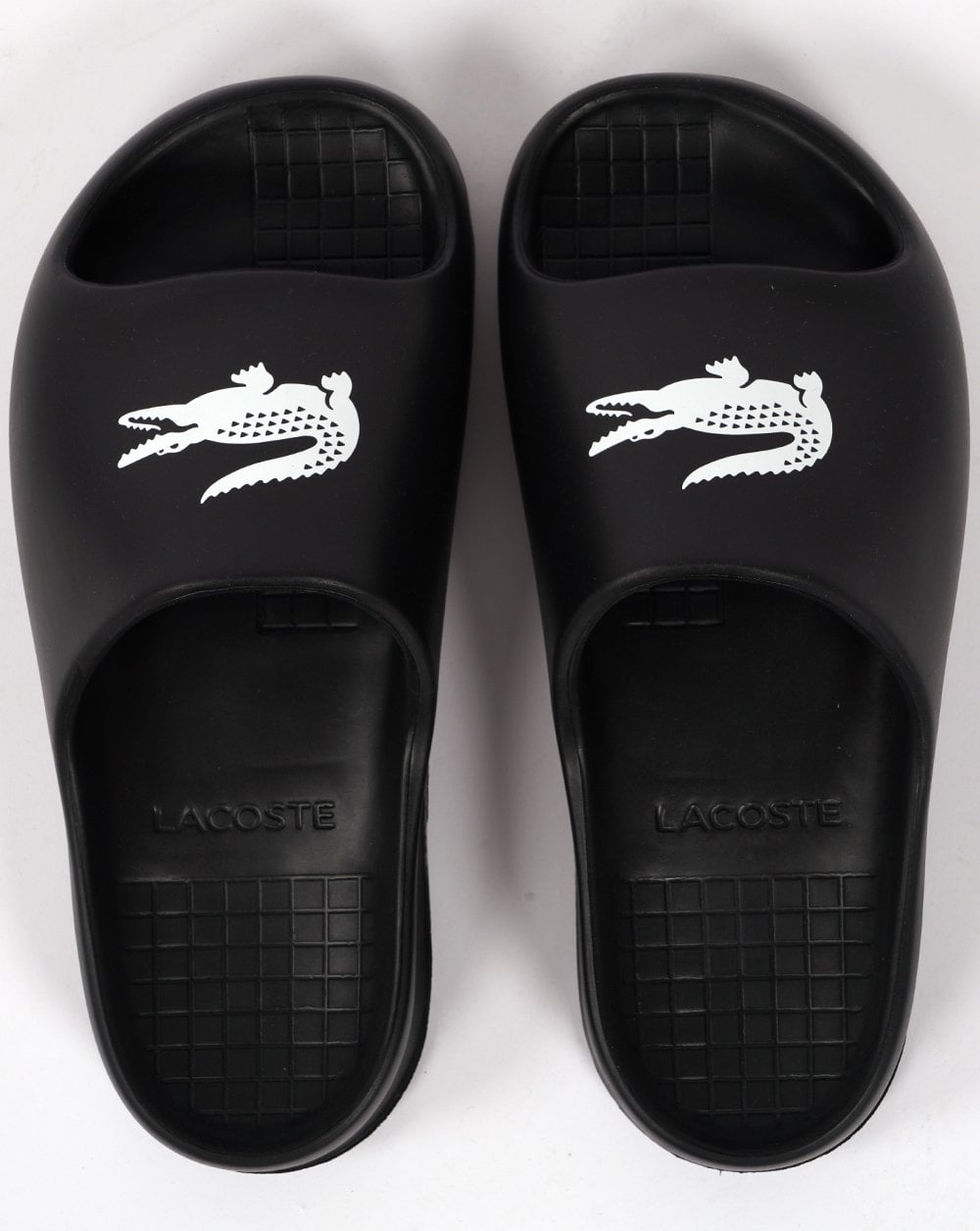 Lacoste Serve Slide 2.0 mit Logo-Print Schwarz/Weiß