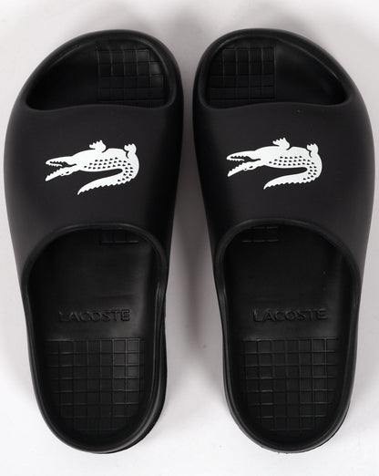 Lacoste Serve Slide 2.0 mit Logo-Print Schwarz/Weiß