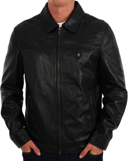 Gabicci Vintage Lederjacke mit Kragen Schwarz