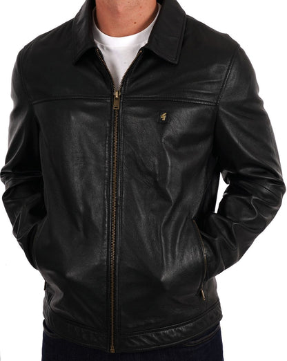 Gabicci Vintage Lederjacke mit Kragen Schwarz