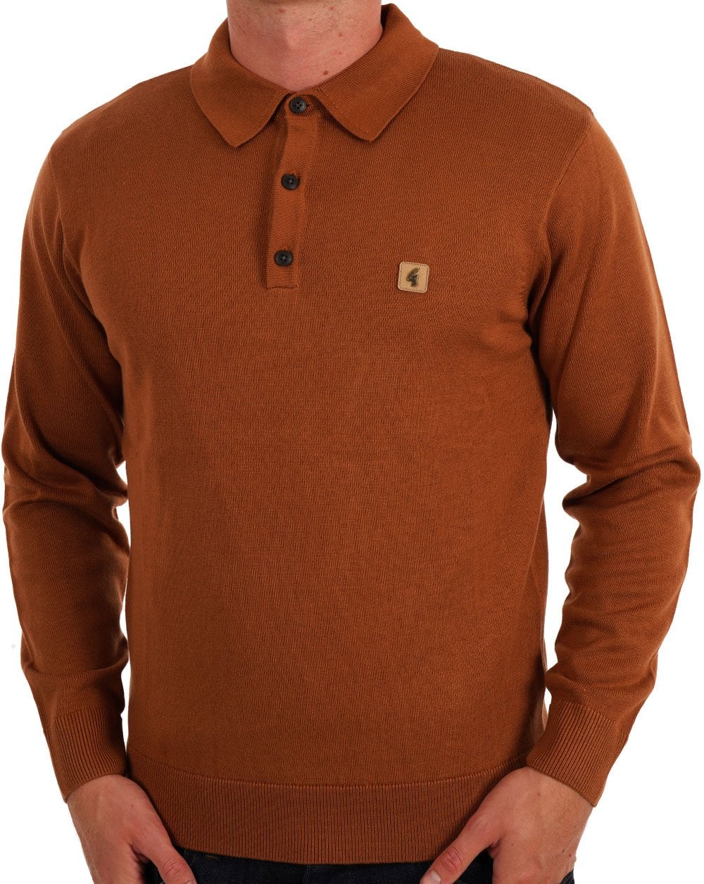 Gabicci Vintage Francesco LS Strickpolo Walnuss