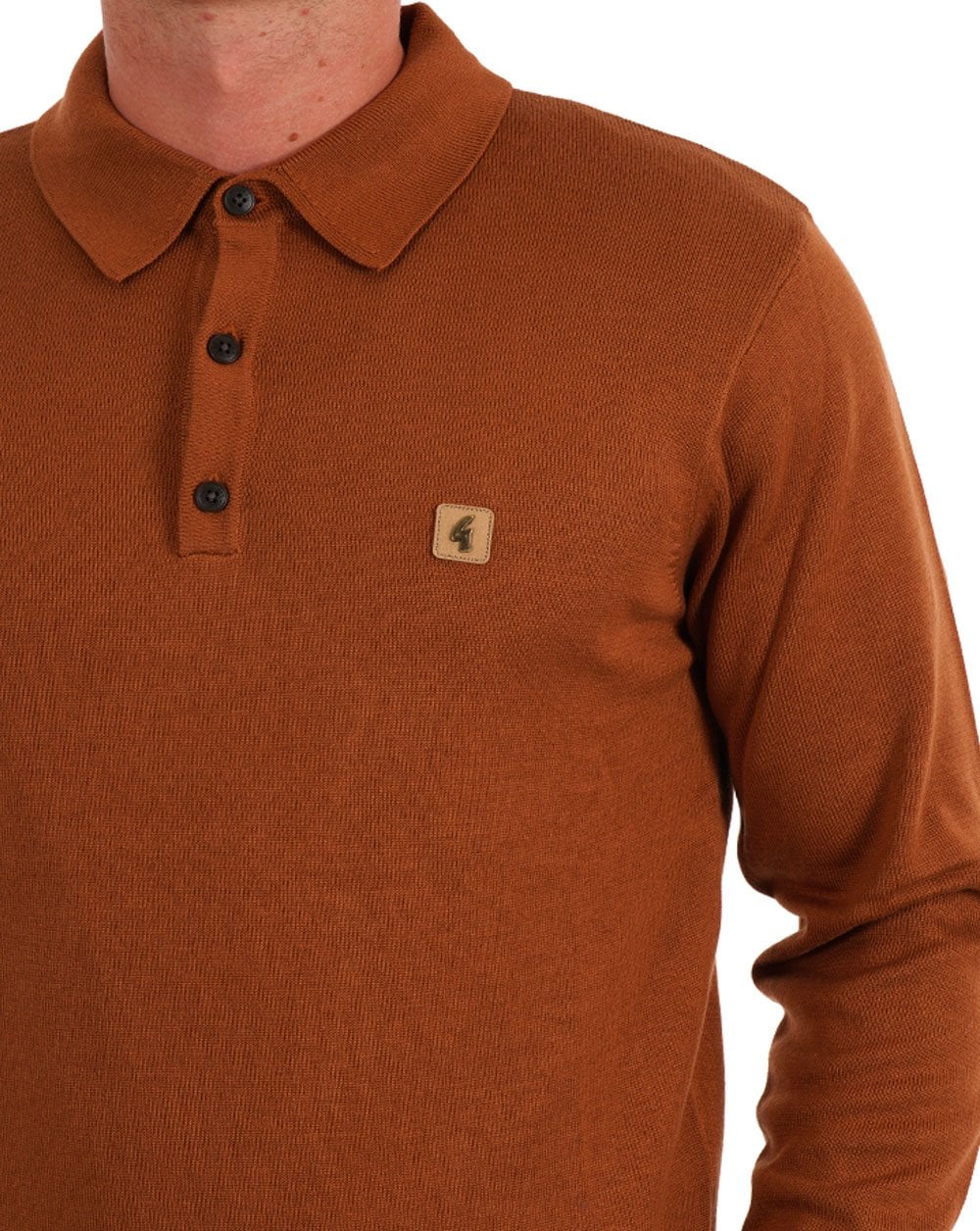 Gabicci Vintage Francesco LS Knitted Polo Walnut