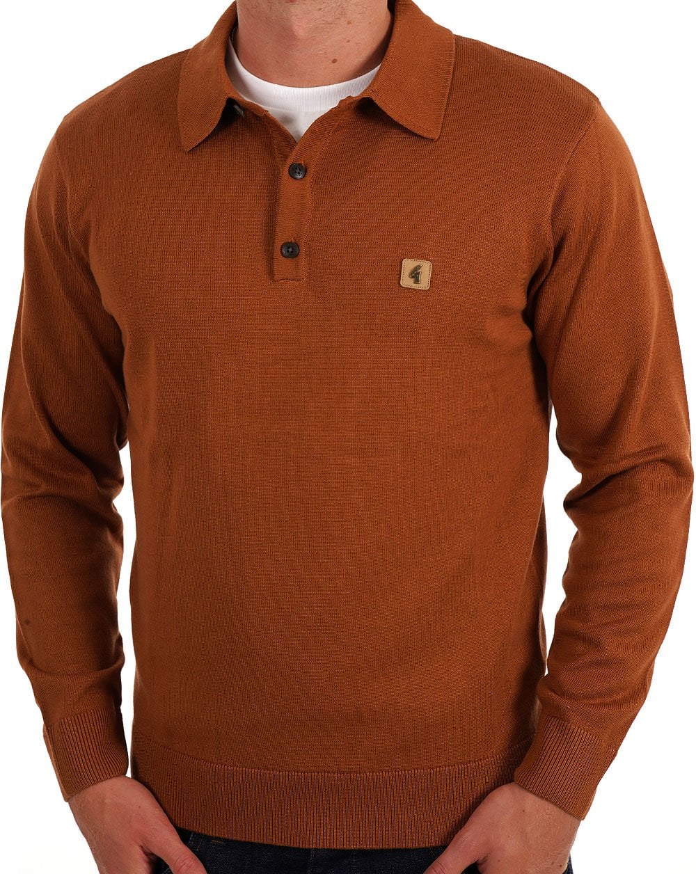 Gabicci Vintage Francesco LS Strickpolo Walnuss