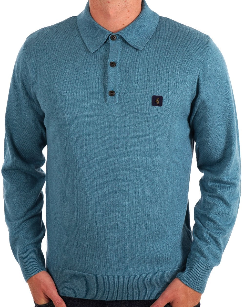 Gabicci Vintage Francesco LS Strickpolo Blaugrün