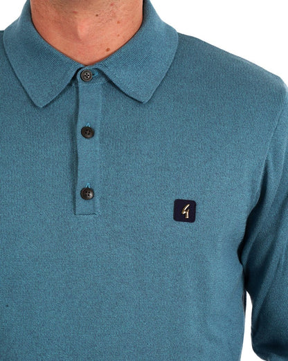 Gabicci Vintage Francesco LS Strickpolo Blaugrün