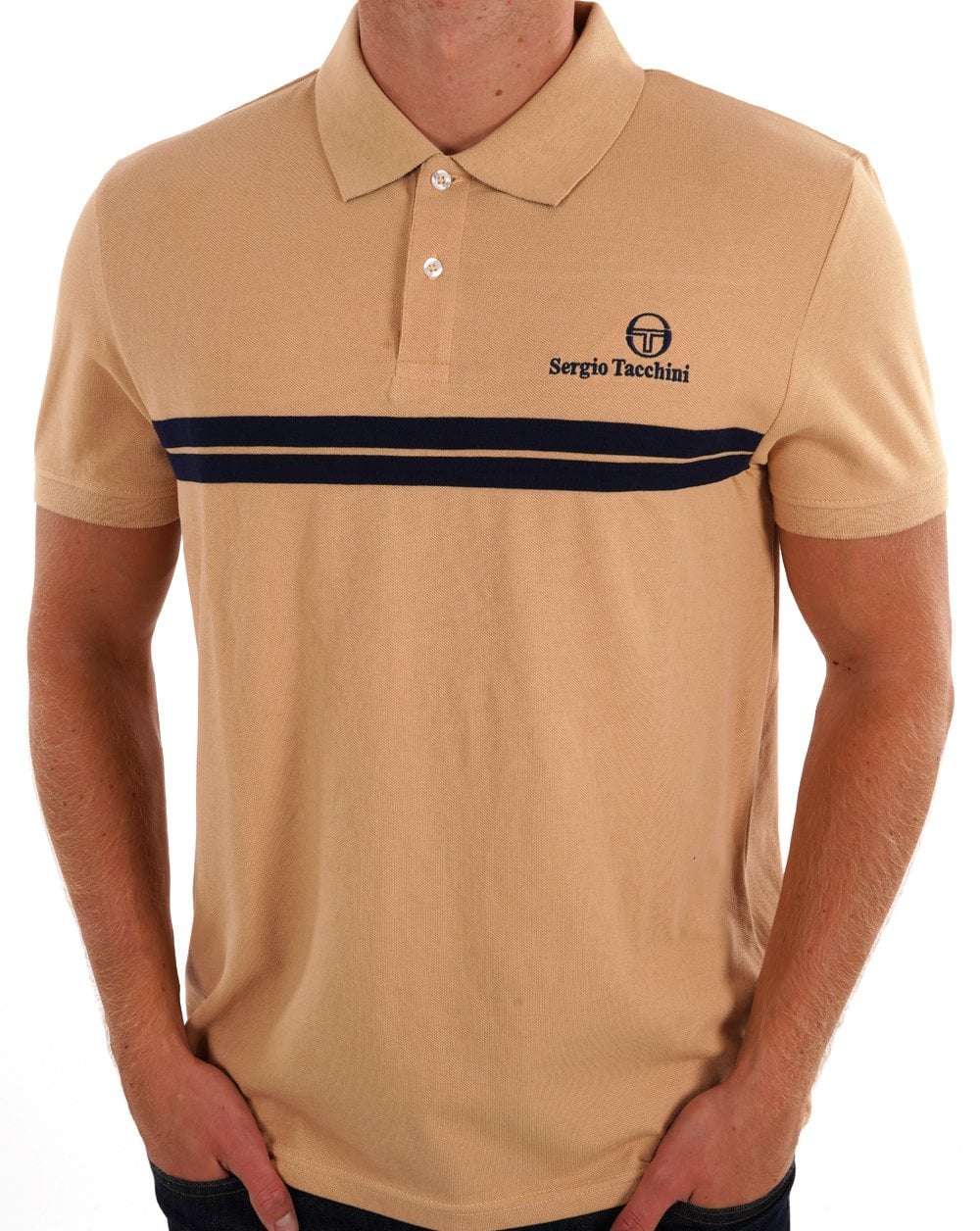 Sergio Tacchini Twin Stripe Poloshirt Latte