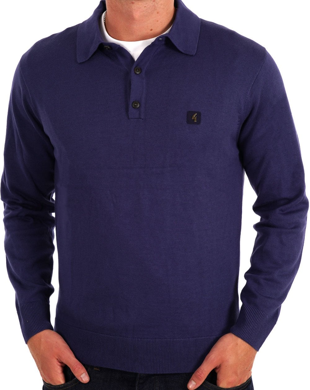 Gabicci Vintage Francesco LS Strickpolo Storm Blue