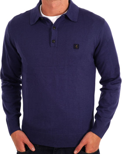 Gabicci Vintage Francesco LS Strickpolo Storm Blue